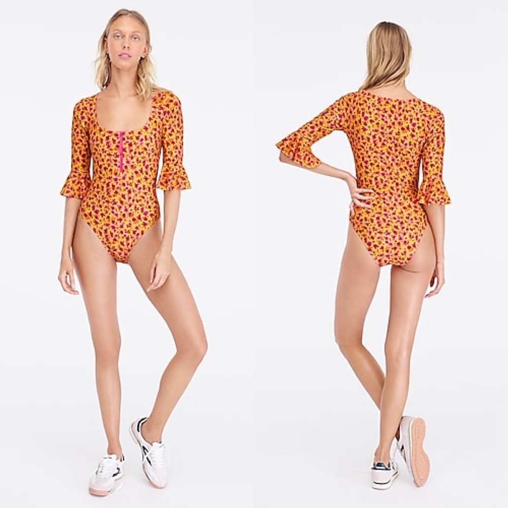 J. Crew plus size ruffle sleeve bathing suit 14